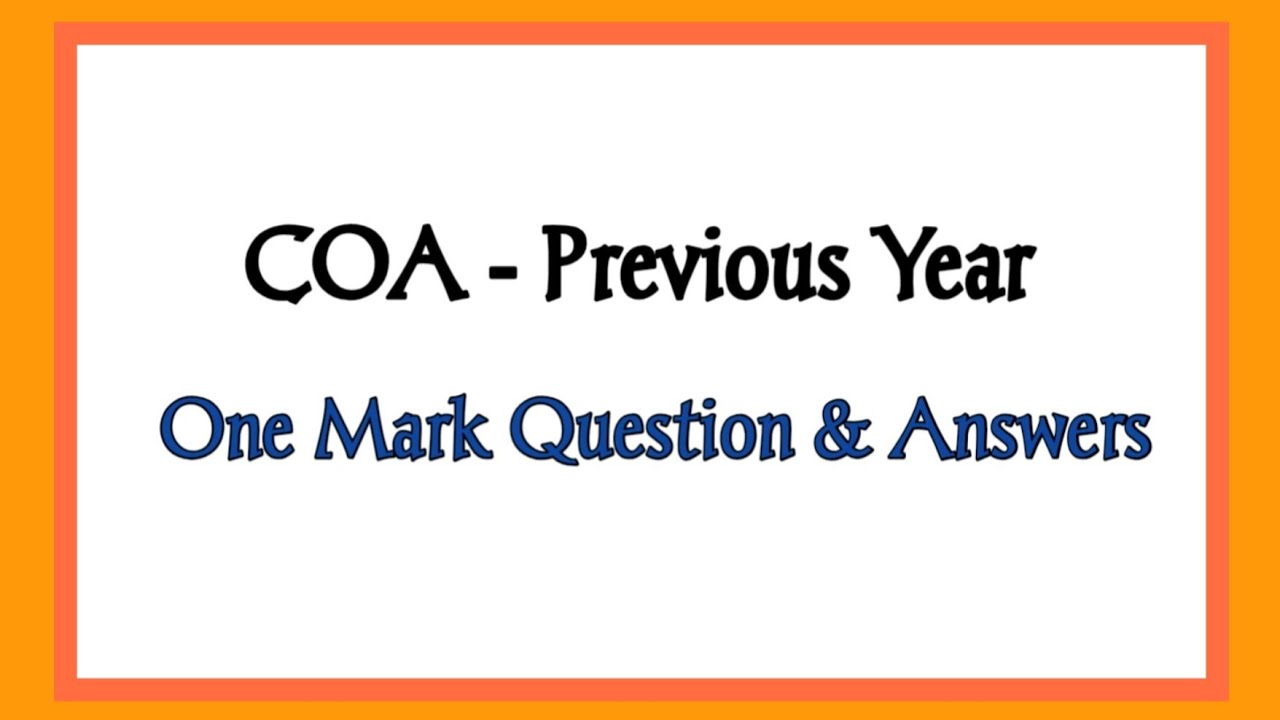 Coa one mark questions| previous year | Computer on Office Automation | One mark question and answer