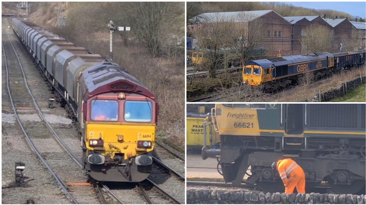 Busy hour at Great Rocks Junction as quarry trains roll in