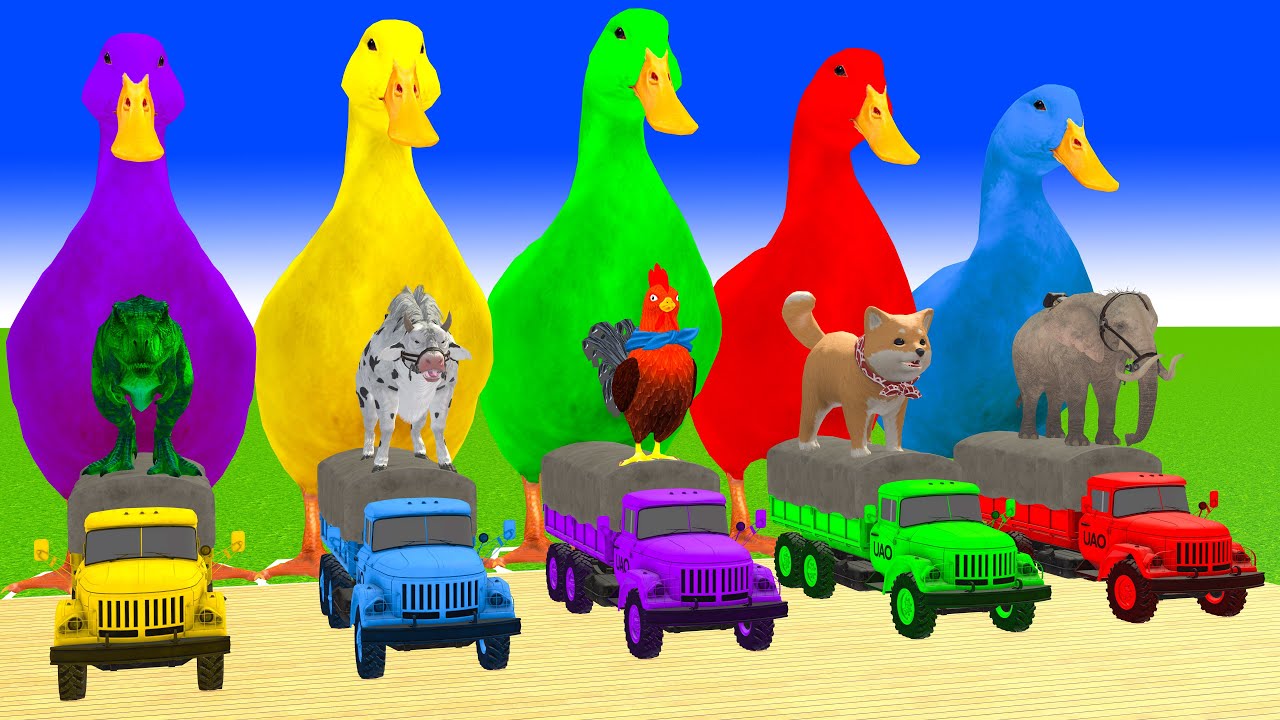 Long Slide Game with Cow Elephant Gorilla Hippopotamus Tiger 3d Animal Game Funny 3d Animals