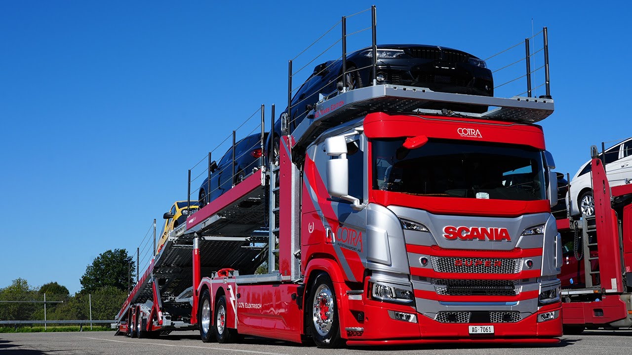 COTRA setzt auf Elektromobilität: Der erste vollelektrische Scania-Autotransporter der Schweiz