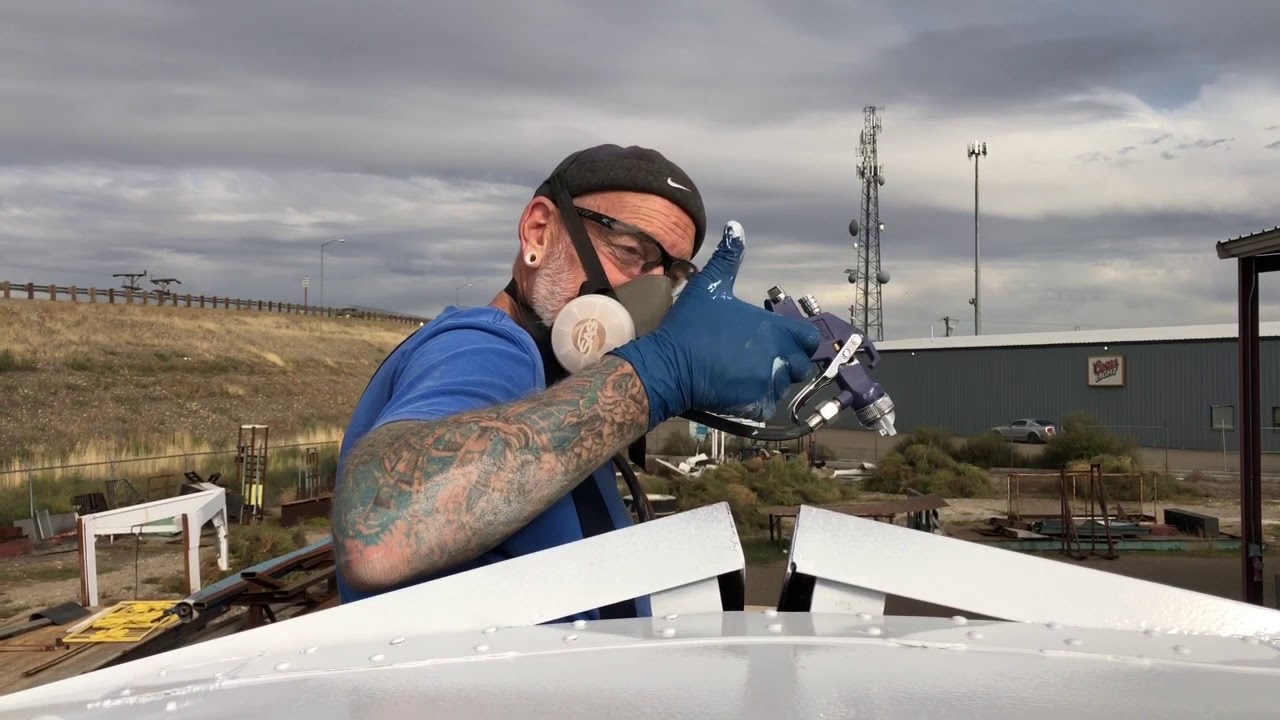 Painting the Roof of our Bus - Vlog 32 School Bus Conversion