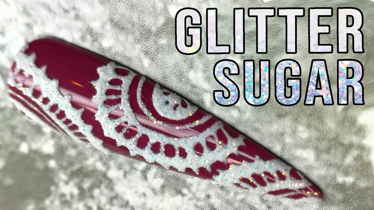 LACE NAIL DESIGN WITH GLITTER SUGARING
