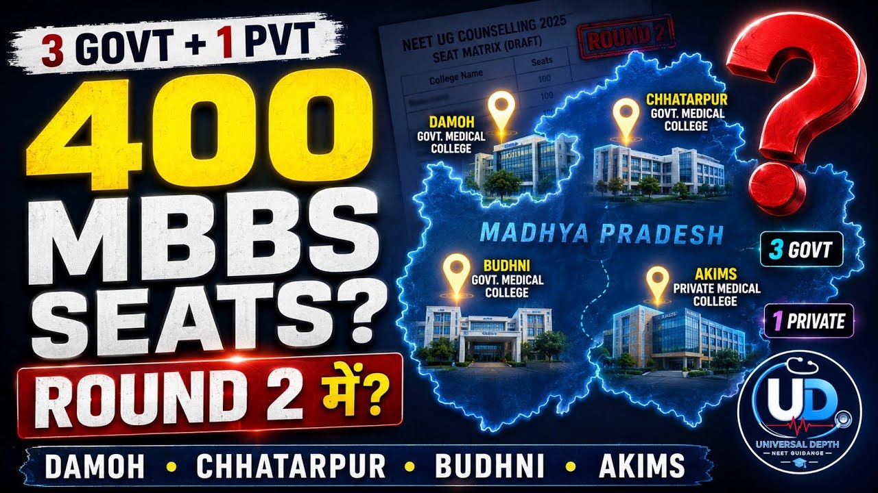 400 New MBBS Seats in MP Round 2? | Latest Update on 3 Govt + 1 Private Medical College 2026