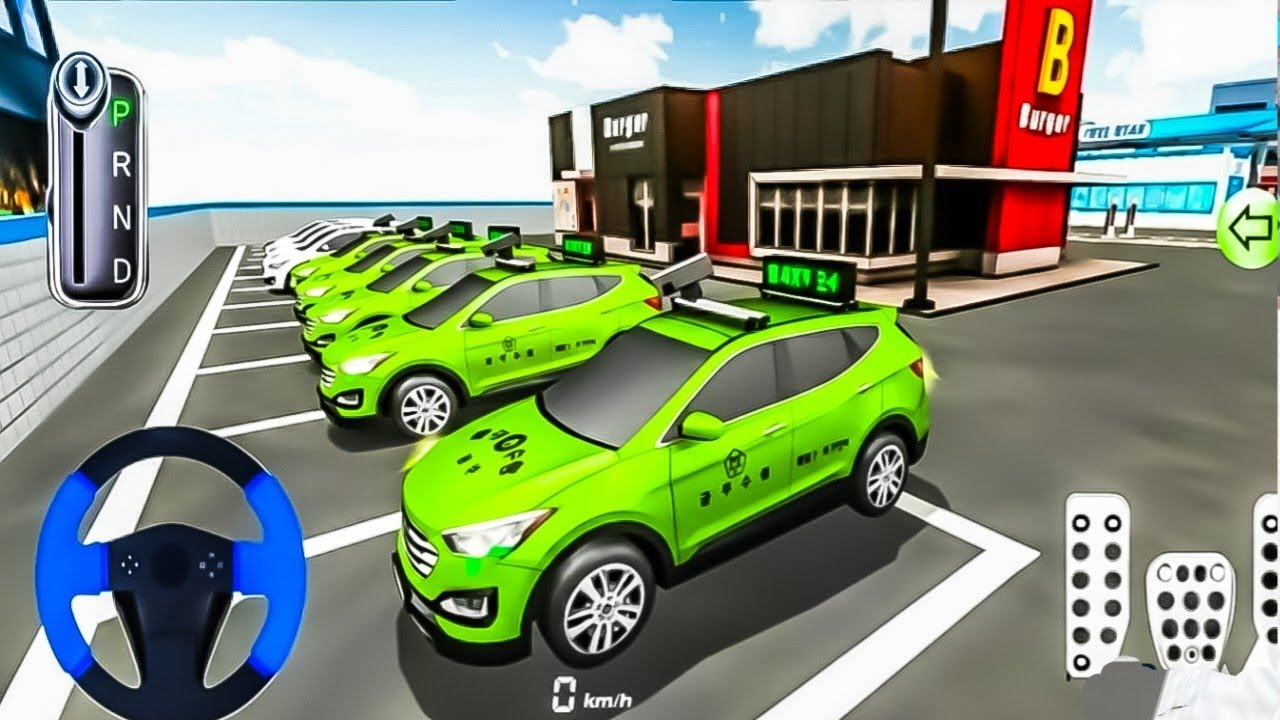 All Green New Collection Taxi Car Parking Gass Pump Game 2024 | SUV Taxi Driving Simulator