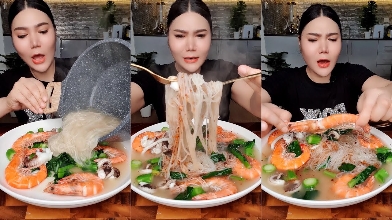 ก๋วยจั๊บอุบลเส้นเหนียวนุ่ม ใส่หมึกกุ้งก้านคะน้า | ไอซ์ซี่ กินยั่ว