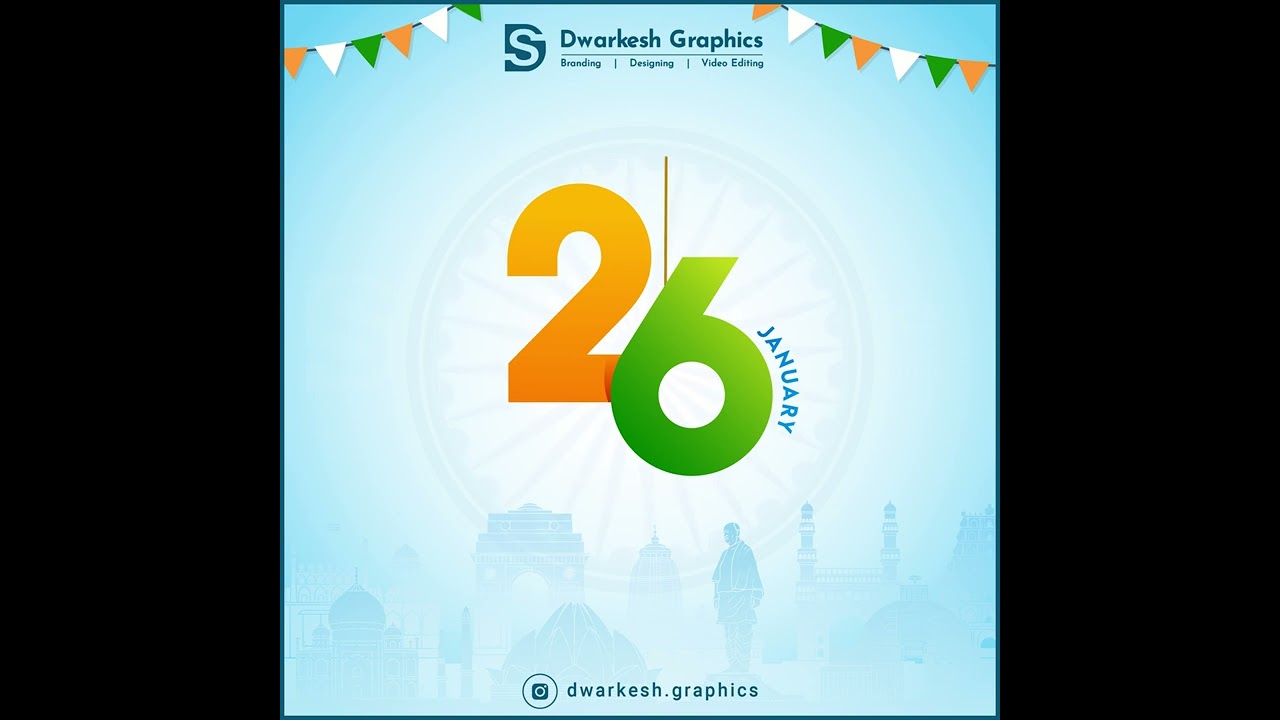 26 January Happy Republic Day Motion Graphics Social Media Video Post  Dwarkesh Graphics