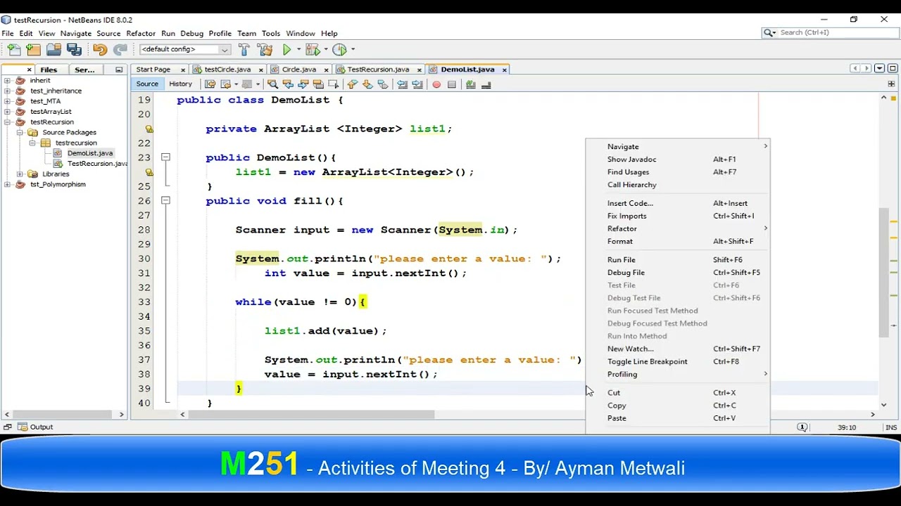 M251 (Activity) meeting 4