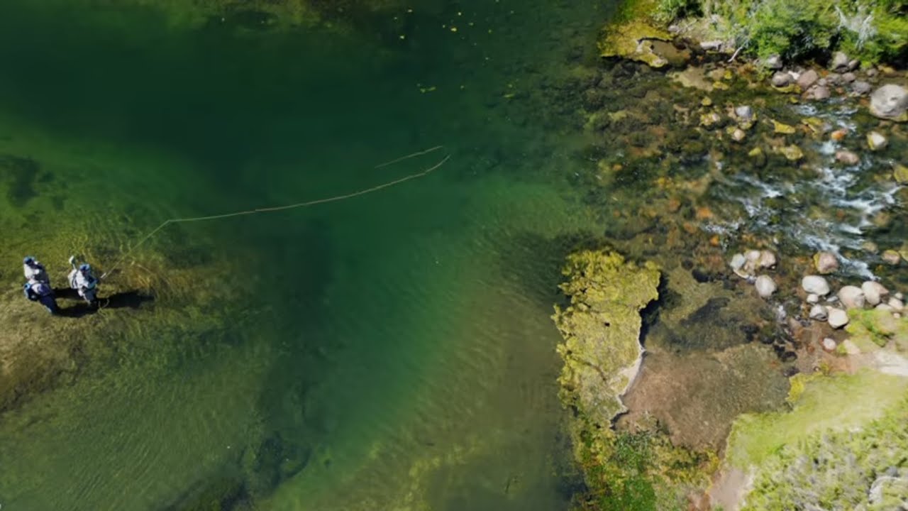 Pesca con Mosca Río Relem Alumine Junto al Refugio Quillen Patagonia Argentina Aguas Arriba ESPN