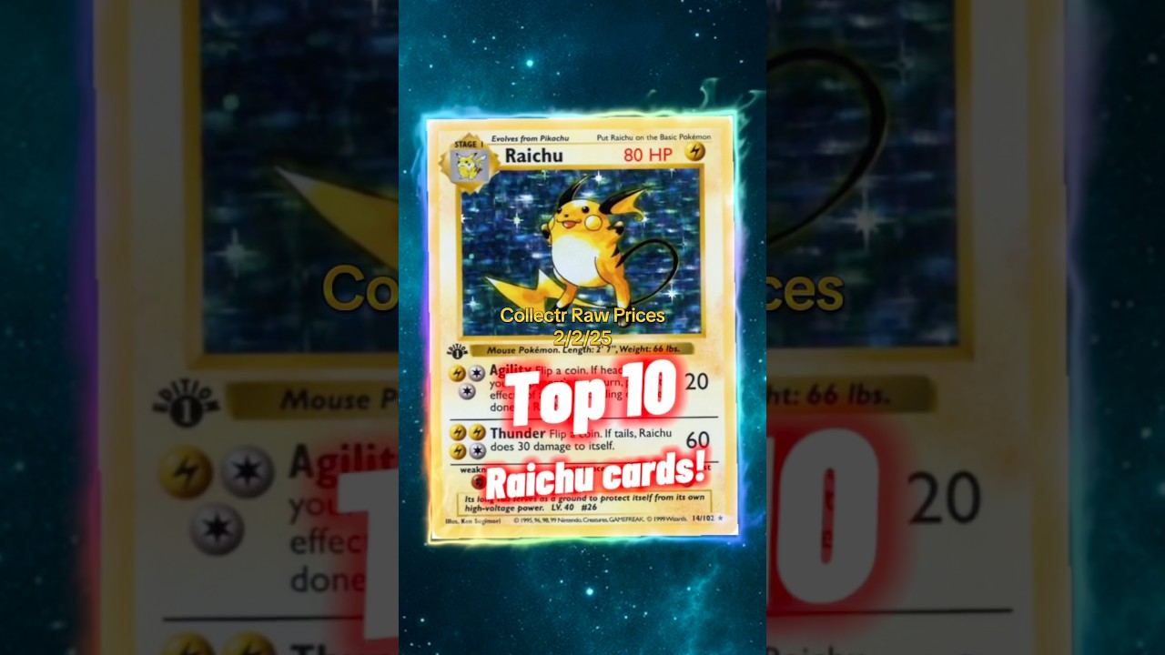 Top 10 EXPENSIVE Raichu Pokemon Cards ⚡️ #top10 #shorts #raichu