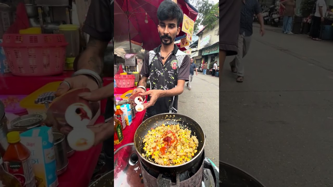 Charcoal pasta on streets of Mumbai
