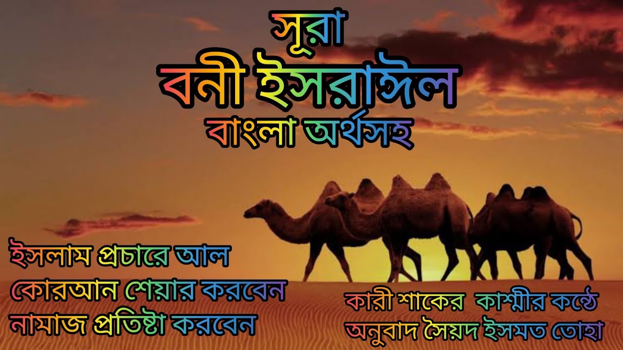 017-সূরা বনী ইসরাঈল বাংলা অর্থসহ আবেগময় তেলাওয়াত কারী শাকের কশ্মী অনুবাদ সৈয়দ ইসমত তোহা art alam