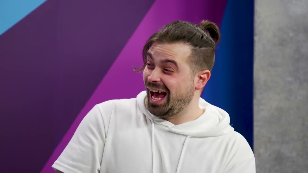 Shayne and Damien making each other laugh on Smosh Try Not To Laugh for another 16 minutes