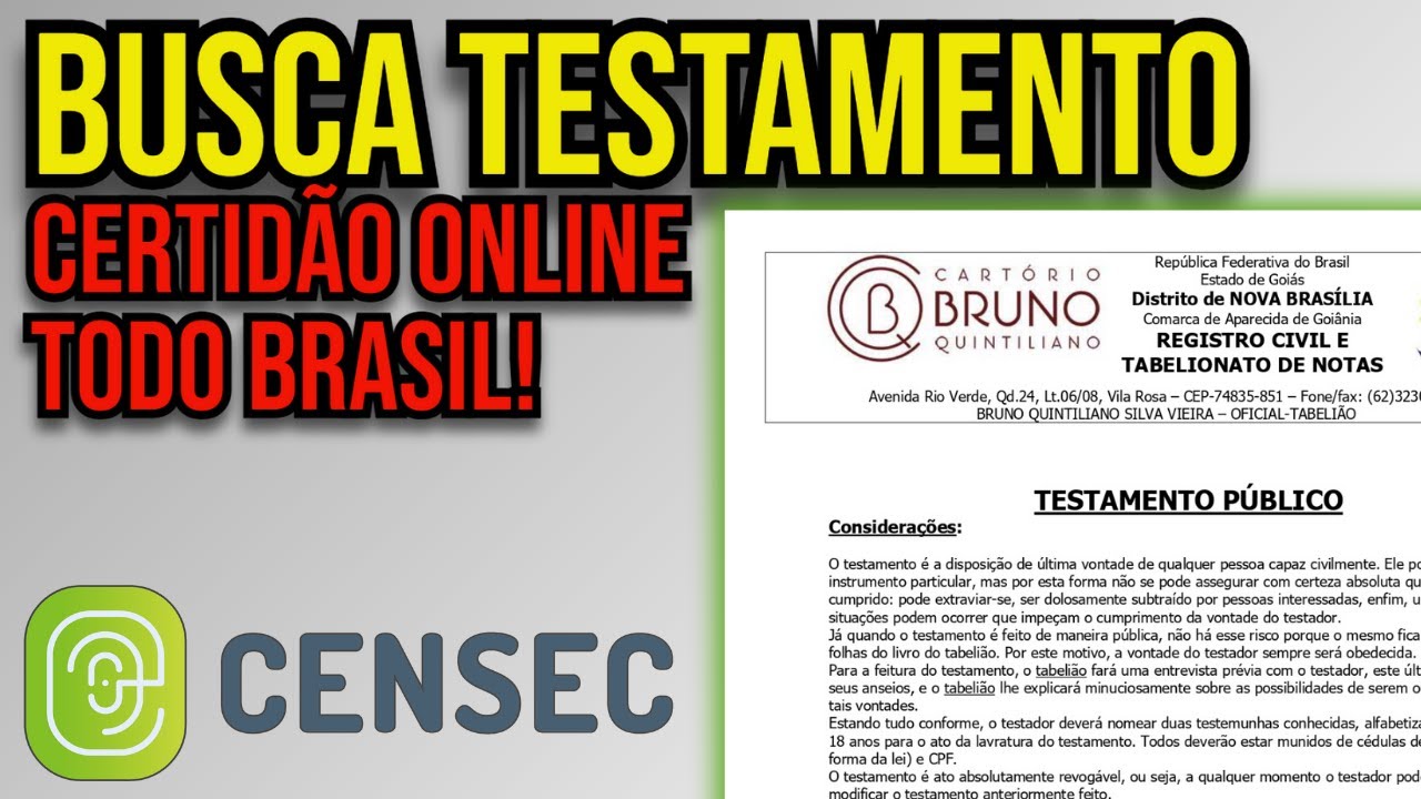 COMO CONSULTAR TESTAMENTO PELA INTERNET? CENSEC