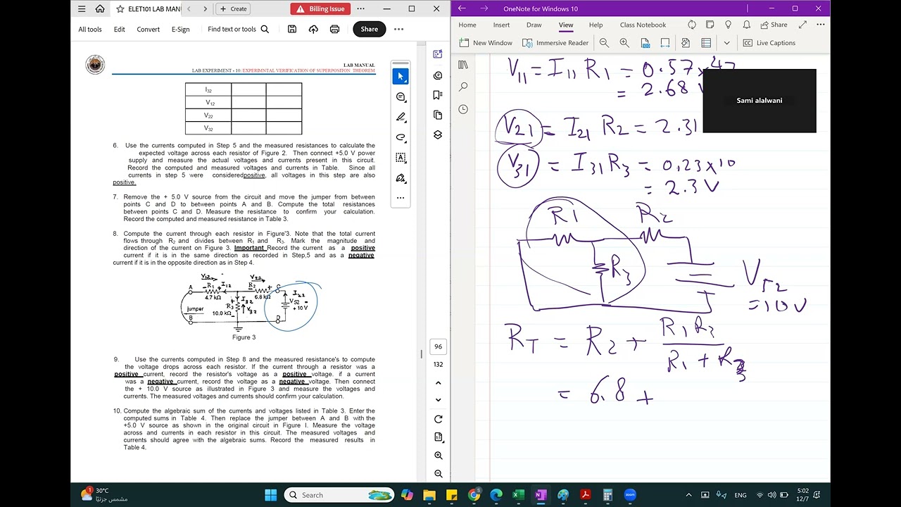 ELET 101 Lab 10 VERIFICATION OF SUPERPOSITON THEOREM