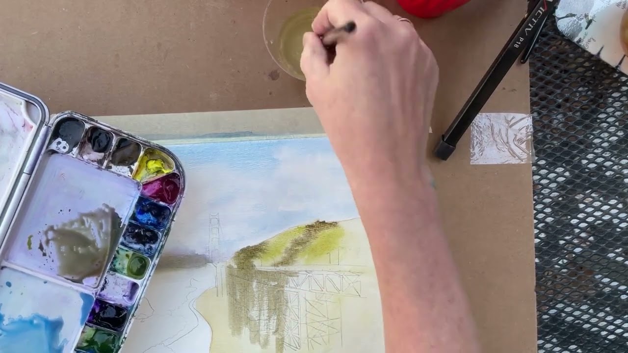 Painting the Golden Gate Bridge in Watercolor | Step-by-Step Class Demo