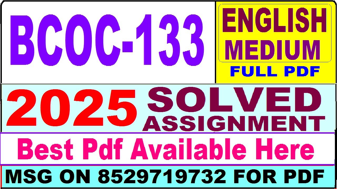 BCOC 133 solved assignment 2025 || bcoc 133 solved assignment 2024-25 in English || ignou bcoc133