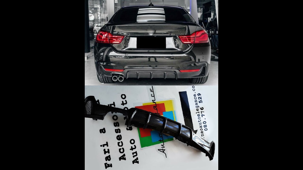 installazione BMW SERIE 4 F32 F33 F36 2013+ SOTTO PARAURTI POSTERIORE DIFFUSORE ABS CARBON