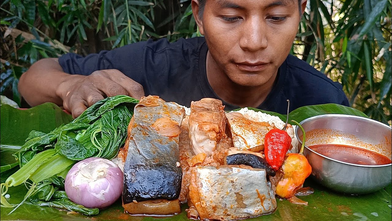 After long time eating pangas fish, fatty fish || with one of my favourite local sticky rice