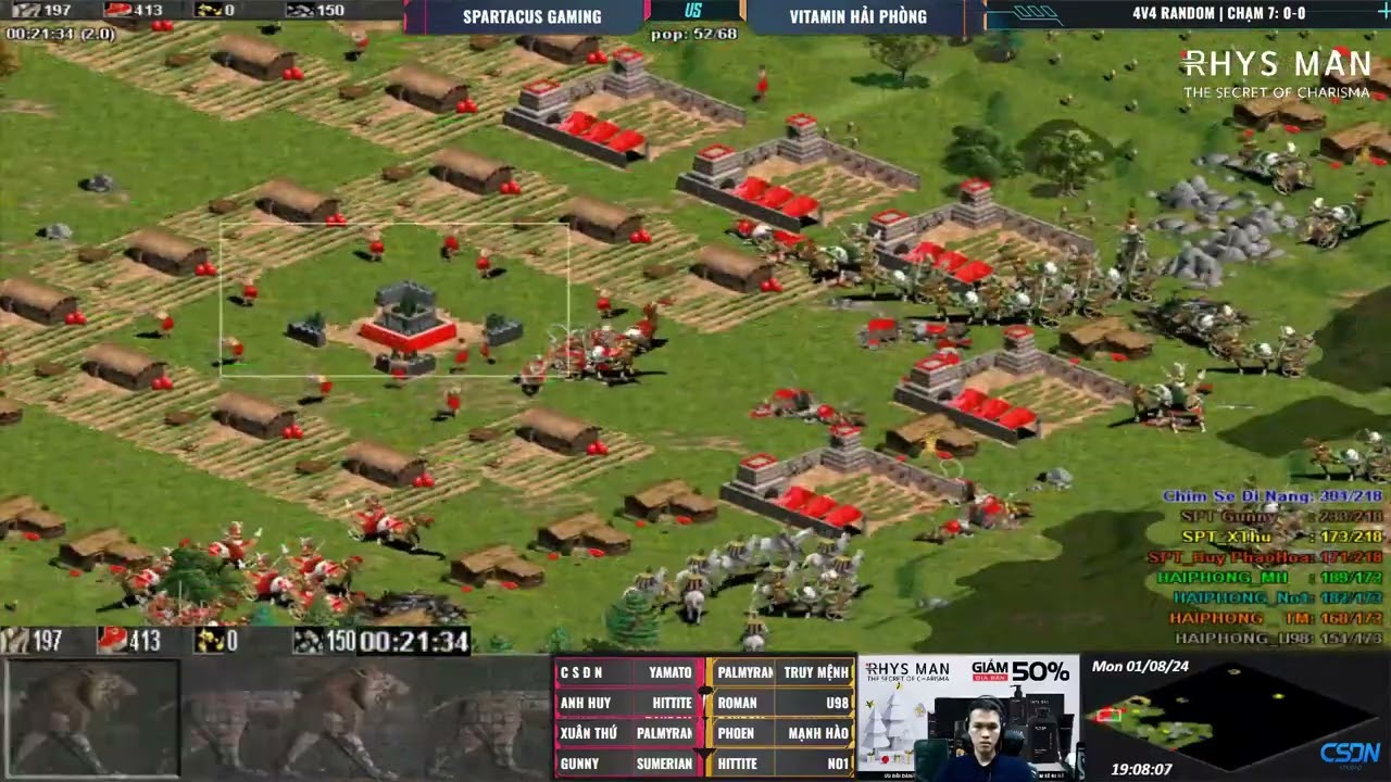 Team SpartaCus vs Team Vitamin | 4 vs 4 random | 08/01/2024 #aoe #chimsedinang