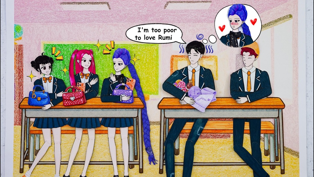 kpop demon hunters paperdoll: poor jinu vs rich rumi and happy ending