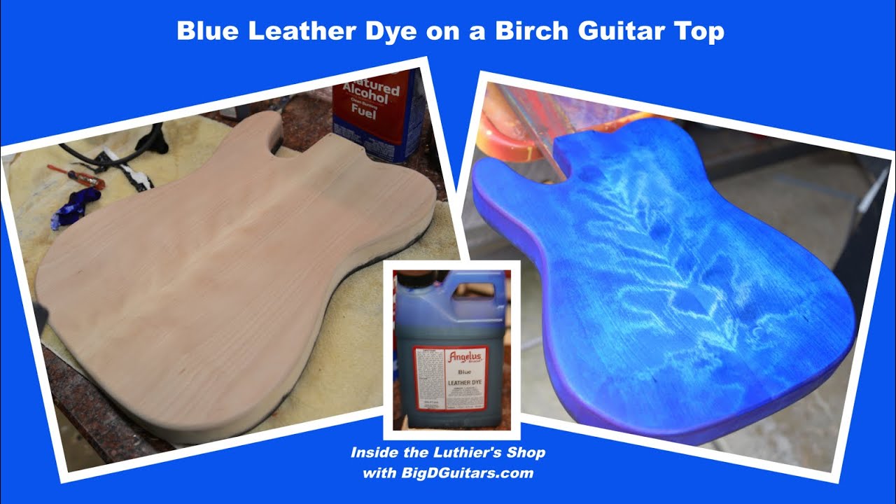 DIY Blue Stain on a Flame Birch Top Guitar Body with Angelus Dyes