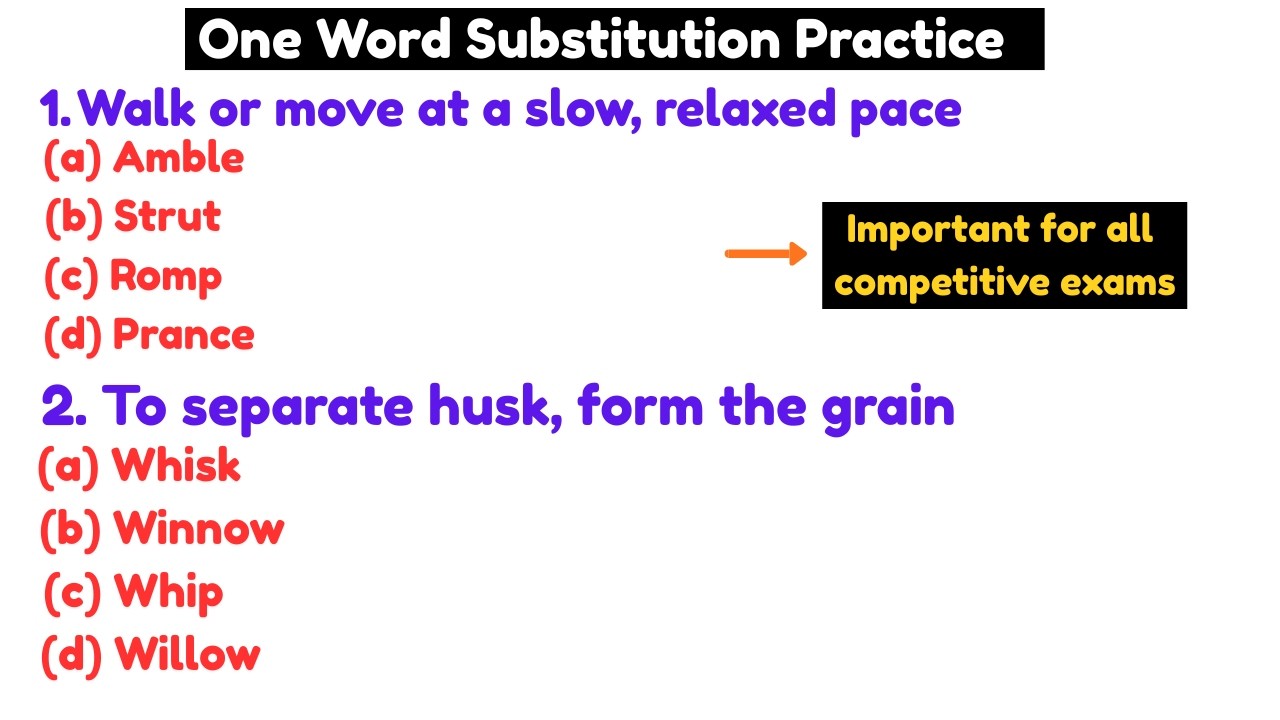 One Word Substitution for SSC CGL, MTS, CHSL, CPO SI, STENOGRAPHER, GD, BANKING, TGT, PGT, and KVS |