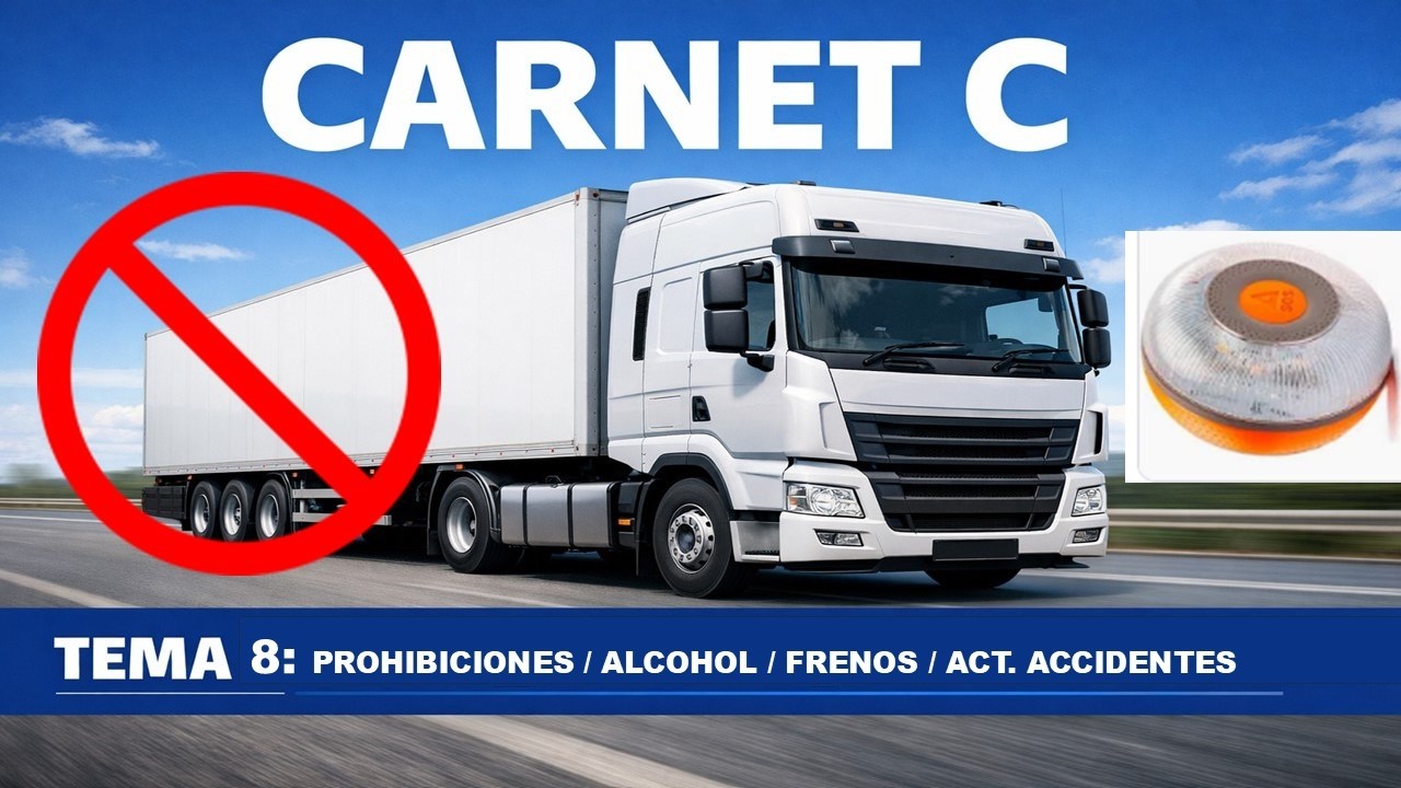 CARNET C / TEMA 8 :  Prohibiciones+ Alcoholemia+ PAS / 2026 / Ruta al Carnet / Teórica de Camión 🚚