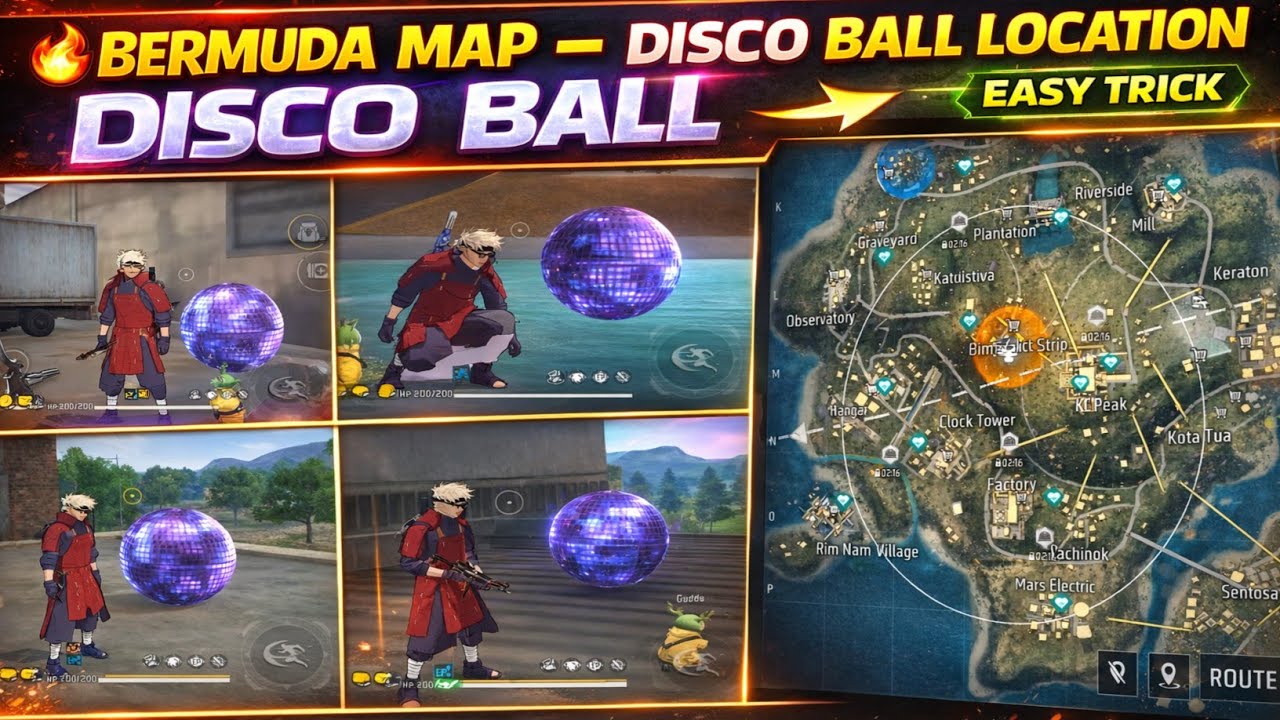 Bermuda Map Destroy Disco Ball location Free Fire | Destroy Disco Ball location Free Fire 