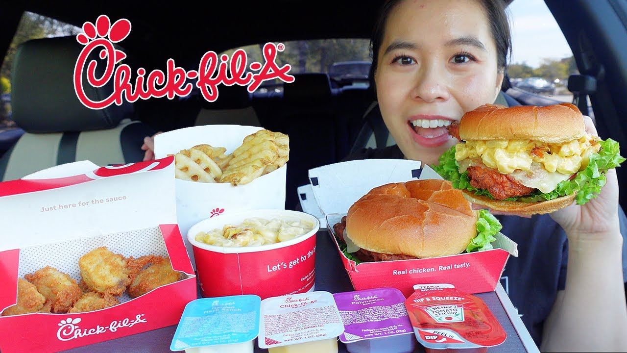Chick-fil-A Mukbang!! (Spicy chicken sandwich, mac & cheese, fries, & nuggets)