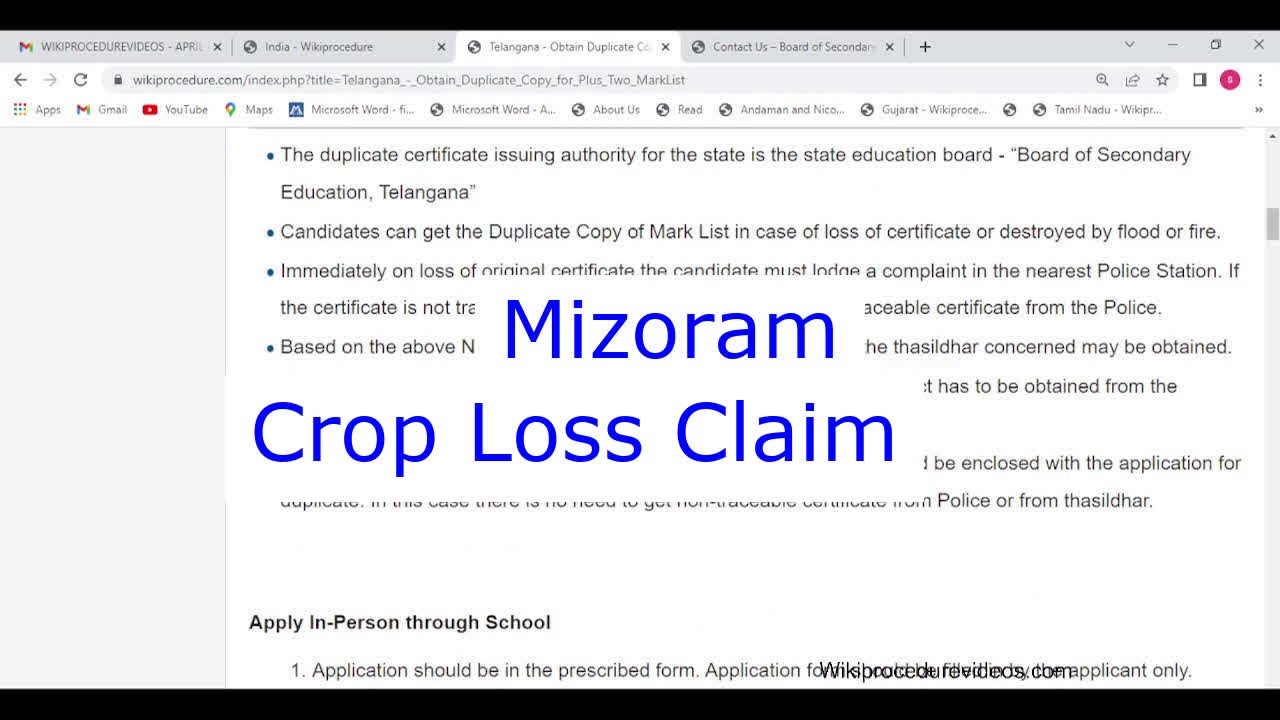Mizoram - Apply for Crop Loss Claim