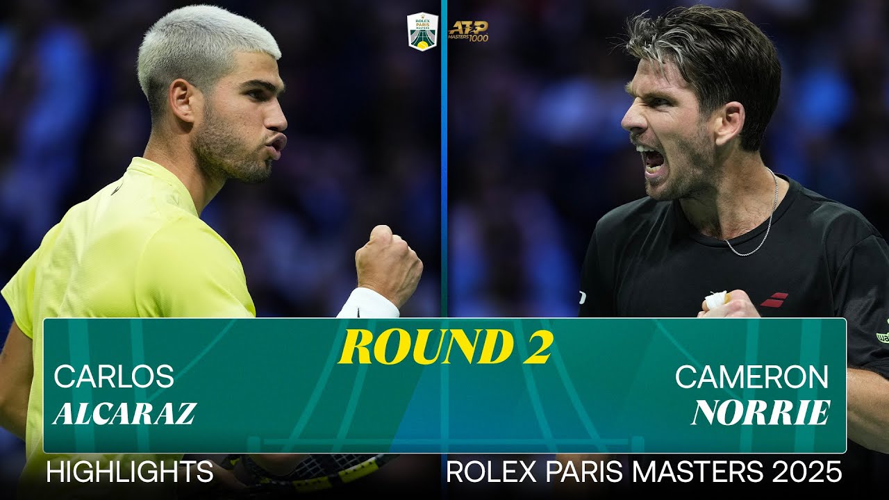 Карлос Алькарас против Кэмерона Норри: лучшие моменты R2 | Rolex Paris Masters