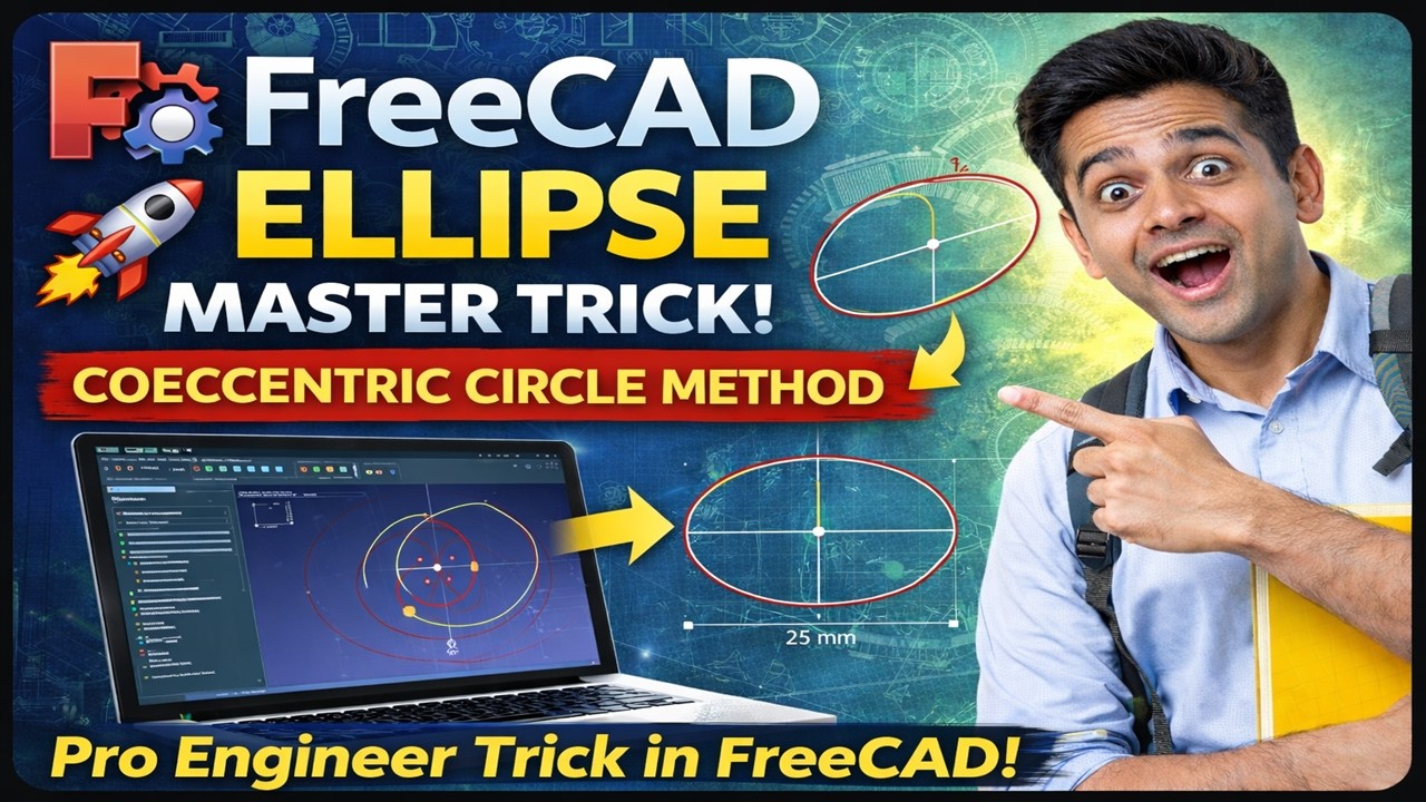 🎯 FreeCAD Sketching Hack | Ellipse Using Concentric Circles/ Engineering drawing /Ellipse in Seconds