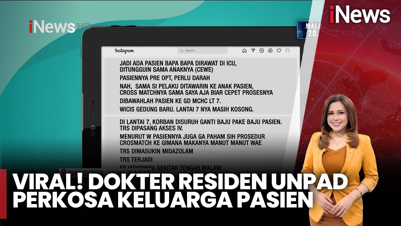 Dokter Residen Unpad Perkosa Keluarga Pasien dengan Cara Dibius  | iNews Sore | 09/04