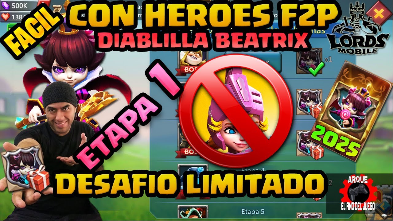 DESAFIO LIMITADO DUELO DE BROMAS ETAPA 1 DIABLILLA BEATRIX ARQUE LORDS MOBILE 2025 🤗😈🔓⁉️✅