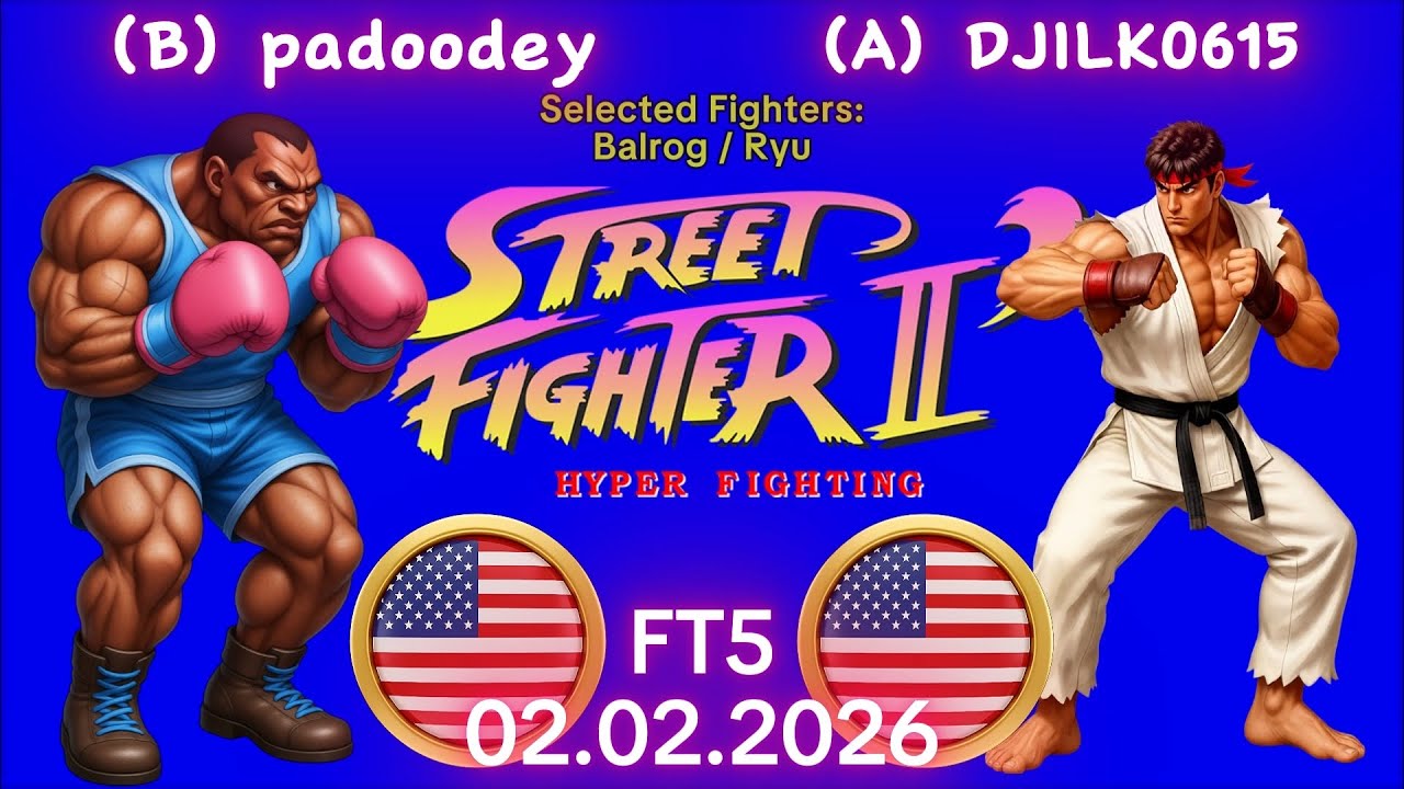 padoodey VS. DJILK0615 - ONLINE MATCH! - Street Fighter II' Hyper Fighting - FT5 - 02.02.26 - 12:08