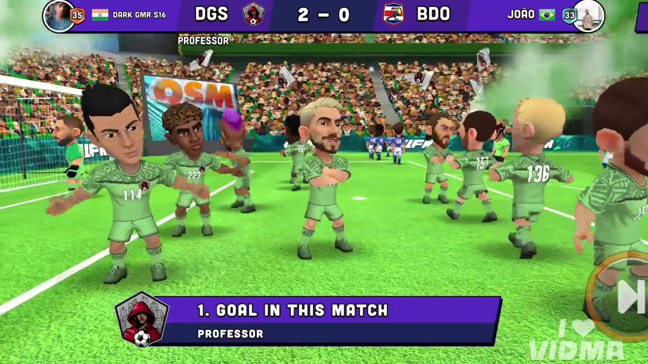 Playing victory path spectacle stadium in Mini football,win by 4-0 