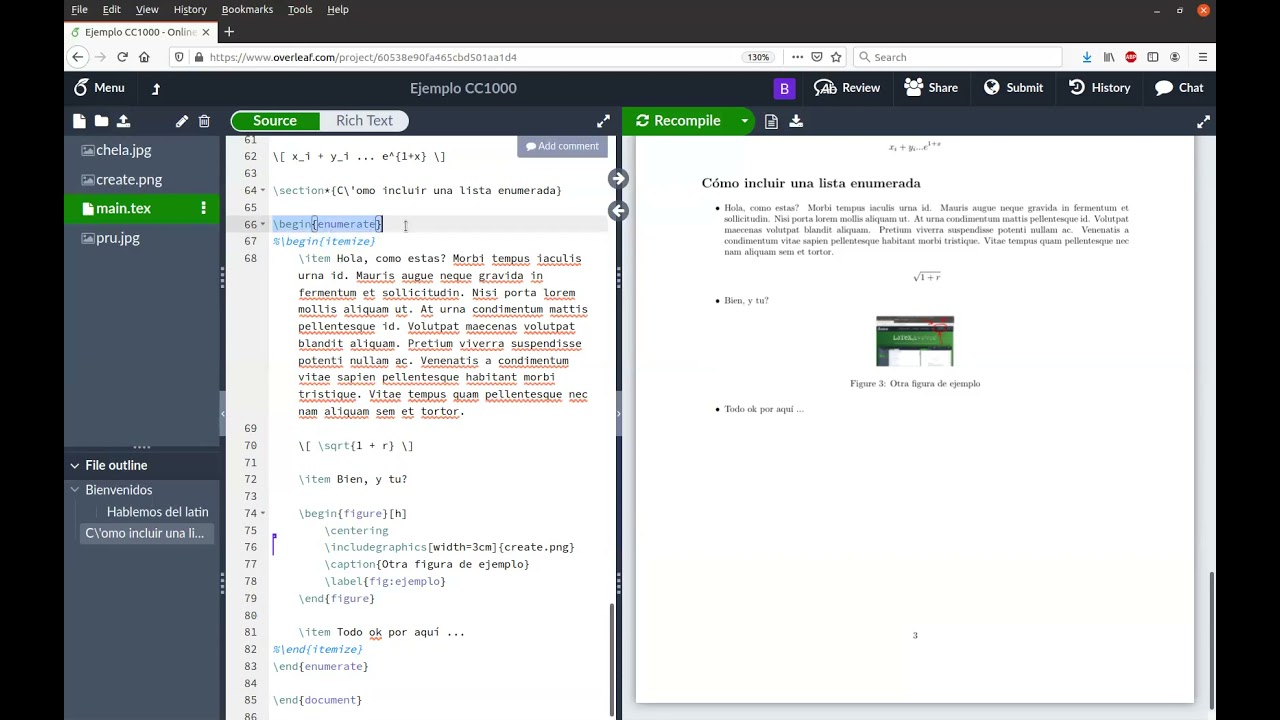 Overleaf 10 - Listas numeradas y anidadas