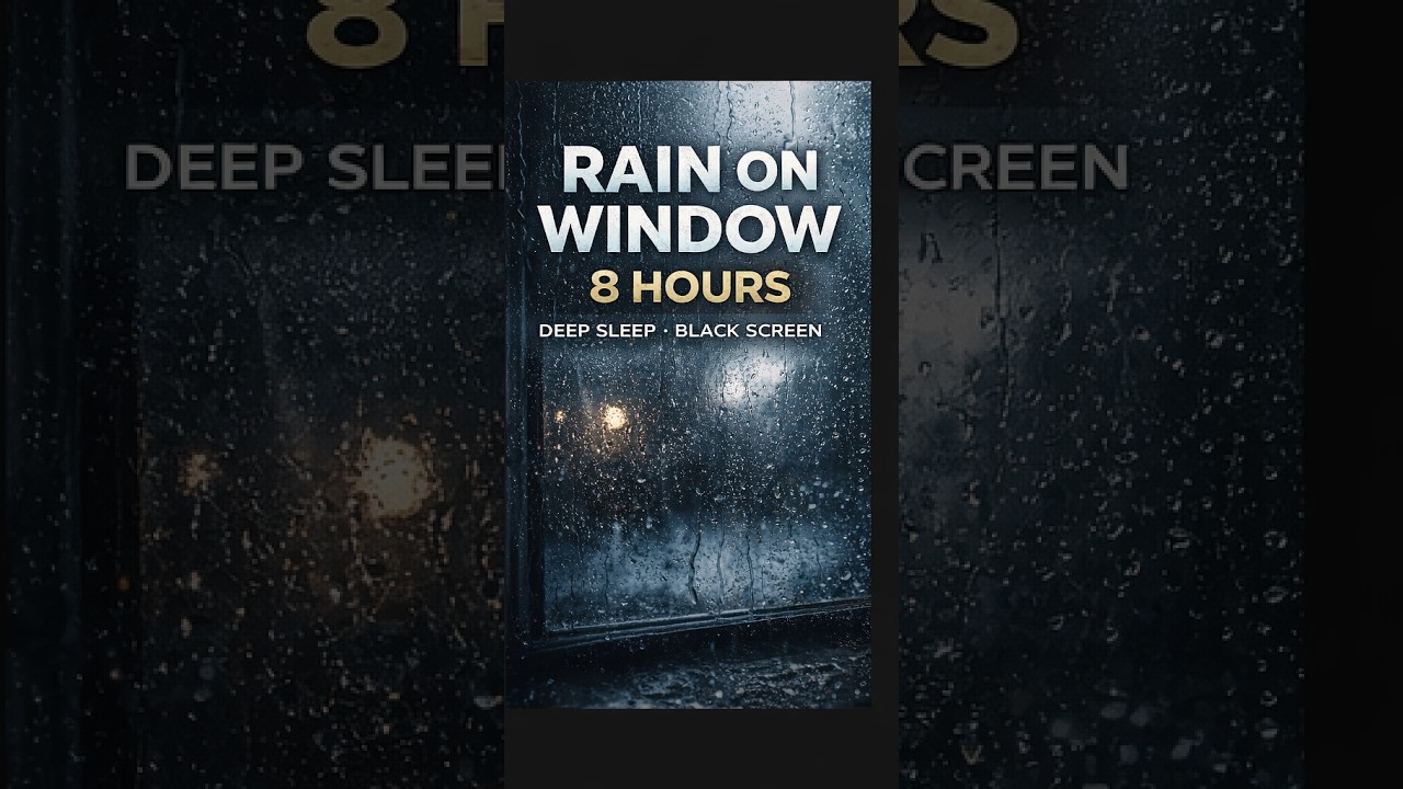 8 HOURS Heavy Rain Sounds Indoors (Black Screen) | Deep Sleep & Relaxation