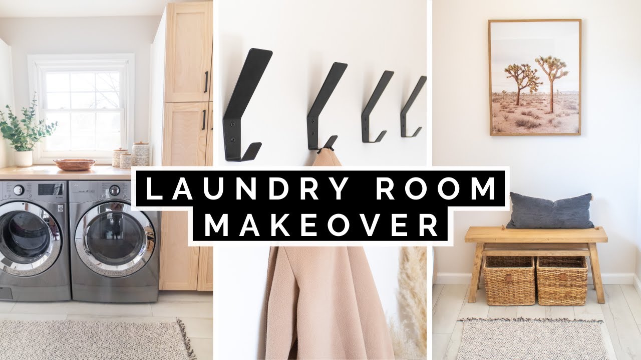 SMALL LAUNDRY ROOM MAKEOVER ON A BUDGET | DIY MUDROOM TRANSFORMATION (ORGANIZED & AESTHETIC)