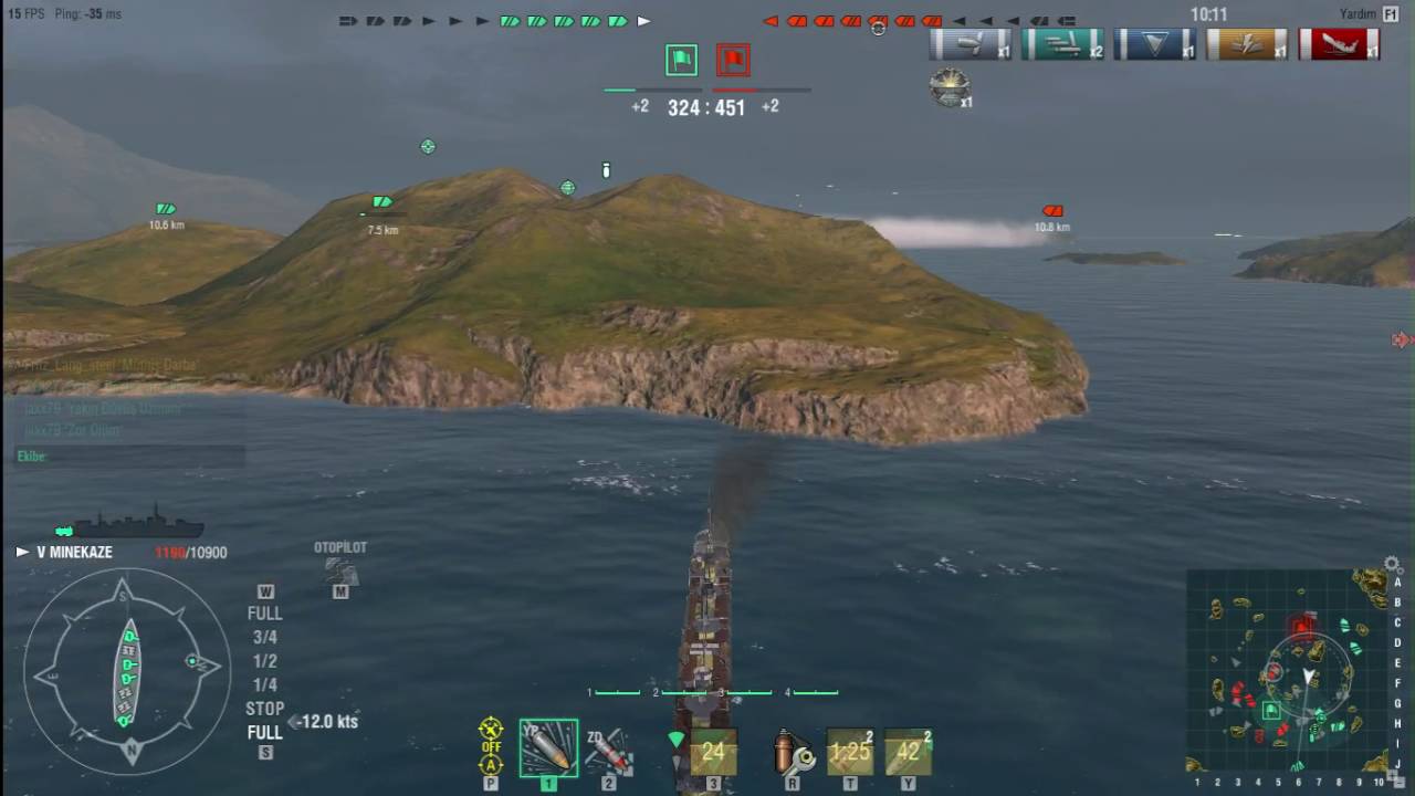Wows japon muhrip  5 tier  Minekaze 180k damage +5 &ouml;l&uuml;