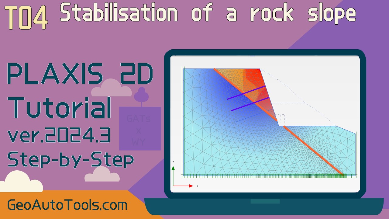 🎥 PLAXIS 2D 2025 Tutorial 4 – Stabilisation of a Rock Slope (Step-by-Step)