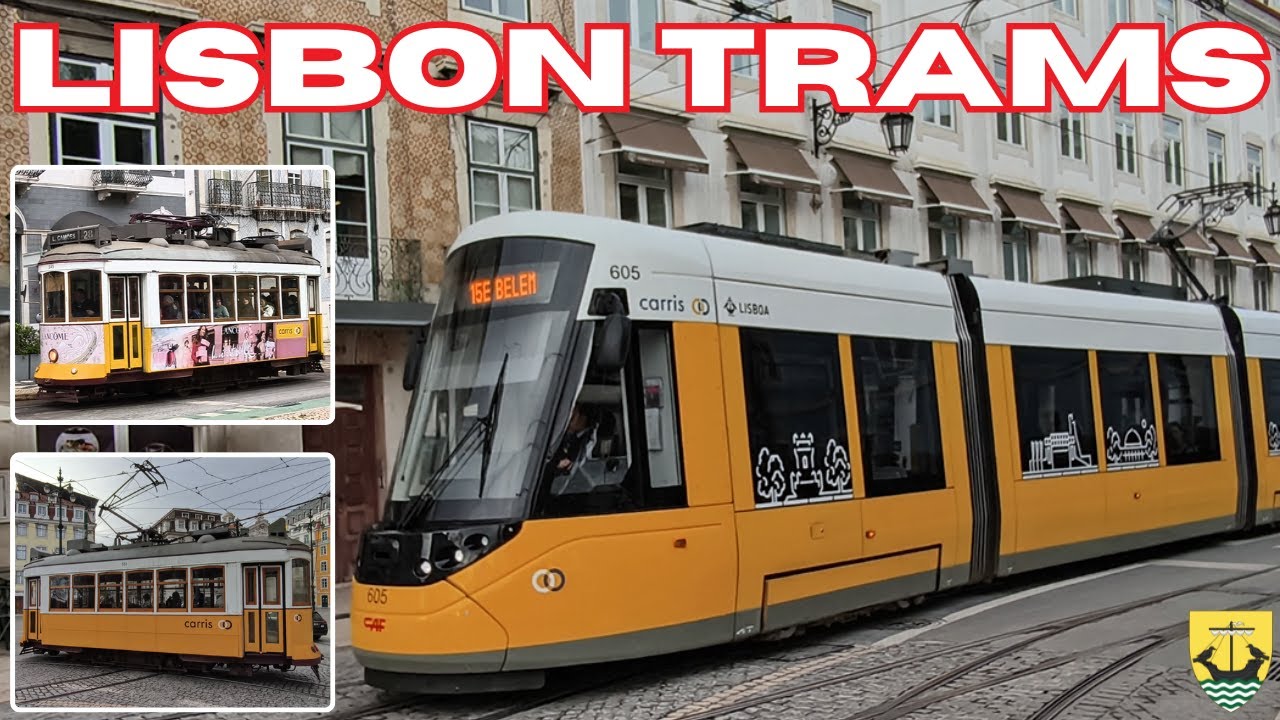 Beautiful yellow city TRAMS in LISBON 🇵🇹 - 4K