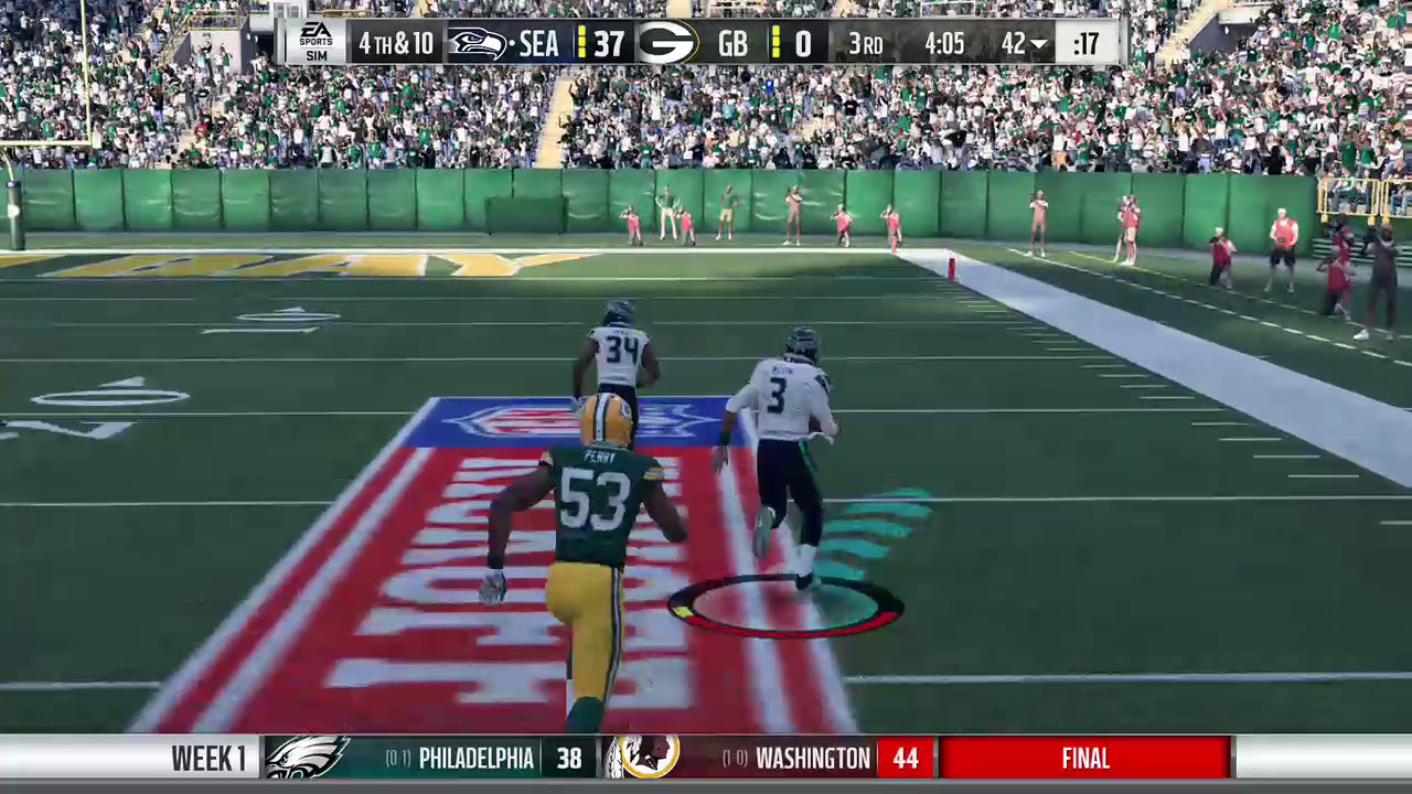 Madden 18 Seattle Seahawks Quarterback Russell Wilson 58 Yard Rush Touchdown