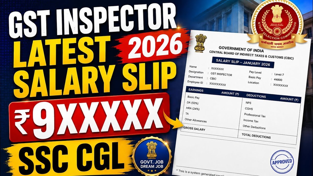 GST Inspector Salary Slip 2026🔥 | SSC CGL Salary After DA Hike | In-Hand Salary Revealed? 💰