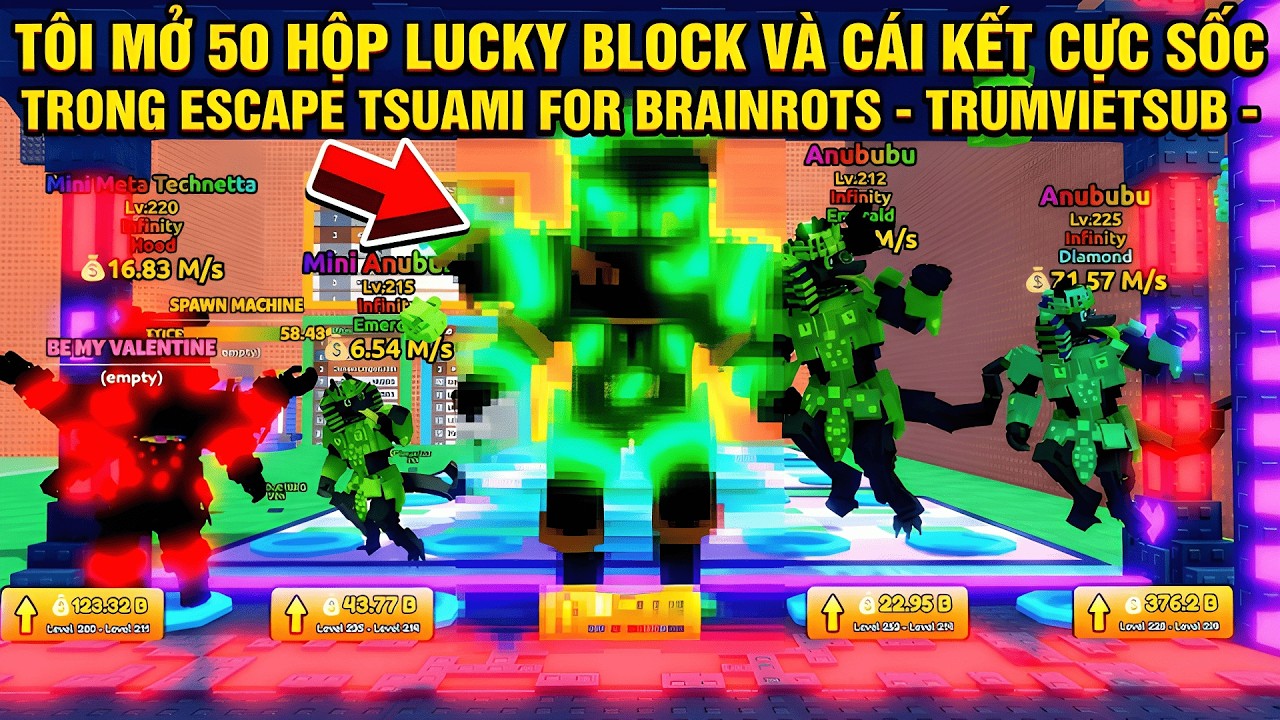 TÔI mở 50 hộp LUCKY BLOCK và cái kết CỰC SỐC trong Escape Tsunami For Brainrots - TrumVietSub -