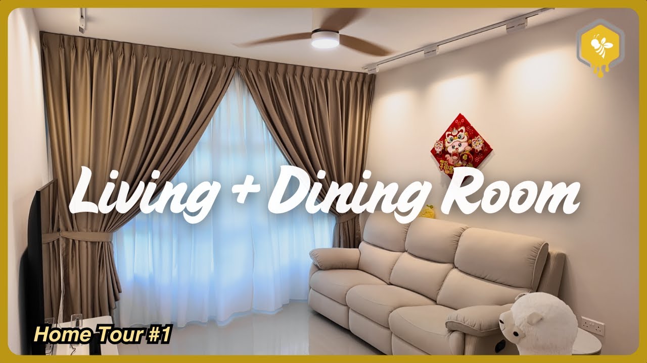 4-room HDB BTO Home Tour: Living room & Dining room