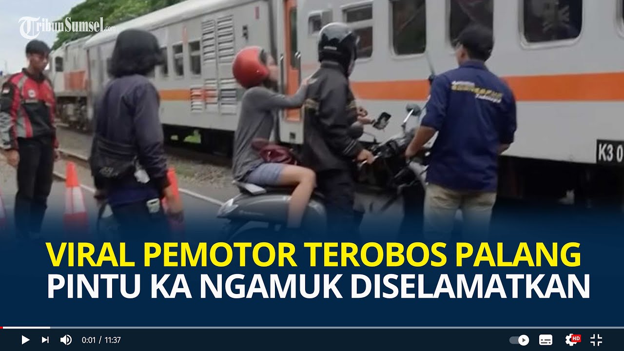 Viral Pemotor Terobos Palang Pintu Kereta Api Ngamuk Diselamatkan Petugas padahal Nyaris Tertabrak
