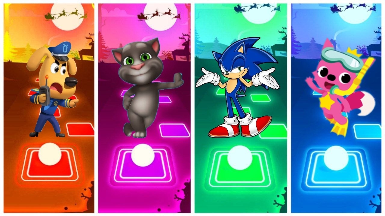 Sheriff Labrador vs Talking Tom vs Sonic vs Pinkfong ⚡ Tiles Hop