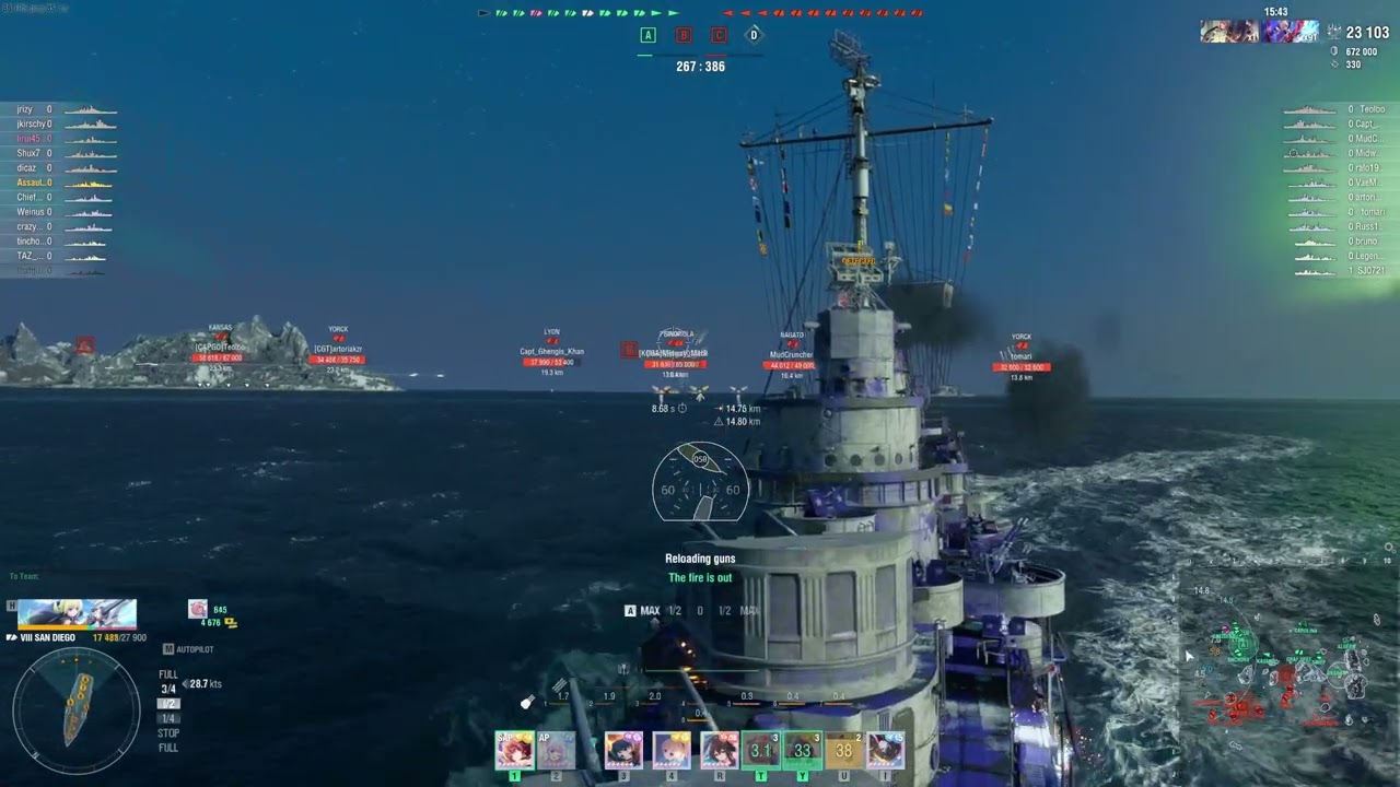 World of Warships: 3rd Game With T8 USS San Diego (When Your BB Afraid of Taking Damage)