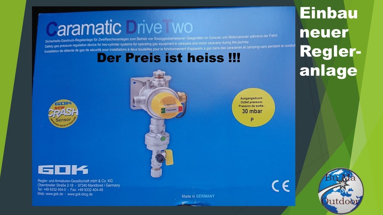 Einbau Gasregelanlage für 2 Gasflaschen von GOK im Campervan. Crashsensor, Heizen während der Fahrt.